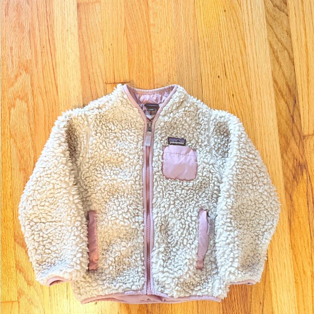 Patagonia Kids' Retro-X® Fleece Jacket 4T/Pink and Cream Fleece Jacket